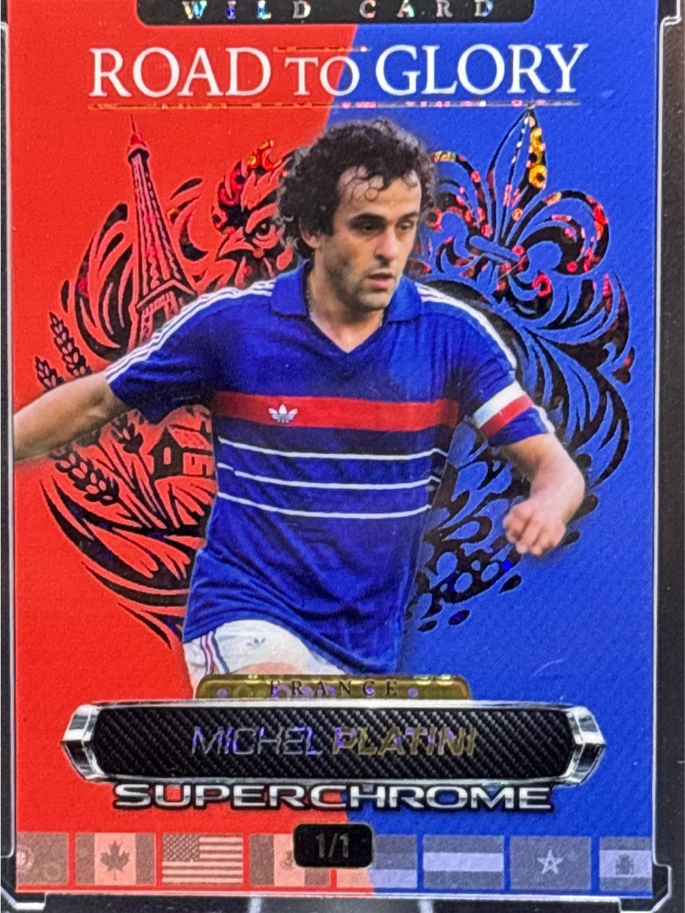 Wild Card Road to Glory SuperChrome Michel Platini Soccer Trading Card - LE 1/1
